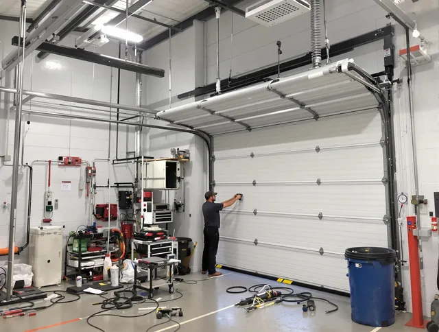Glendale Garage Door Repair certified technician performing commercial door repair at a Glendale business facility