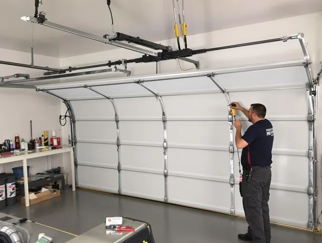 Glendale Garage Door Repair certified technician performing overhead door system repair in Glendale